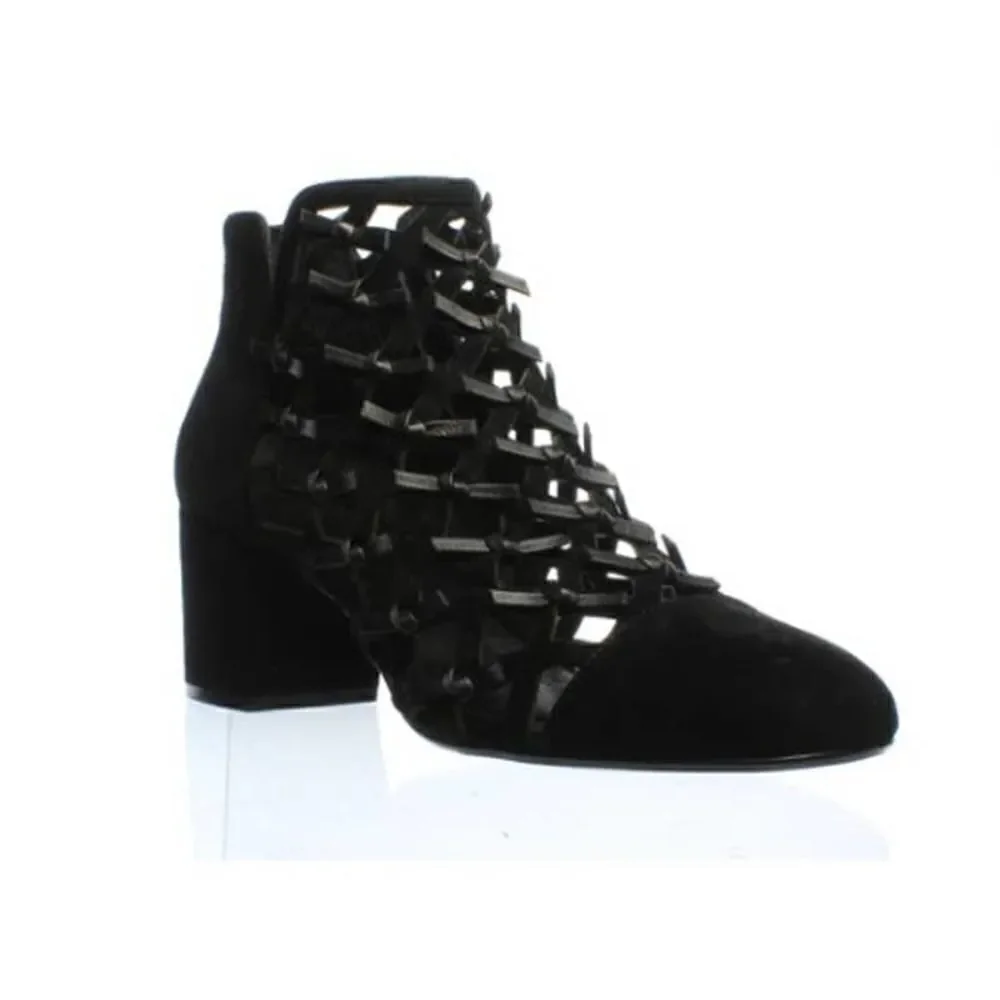 Cecelia New York Nessa Leather Knotted Bows Ankle Boots Black Sz. 6